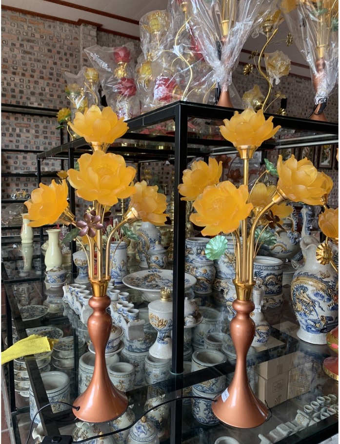 Đèn thờ Lưu Ly 5 Bông Cao Cấp đẹp tại Hà Nội
